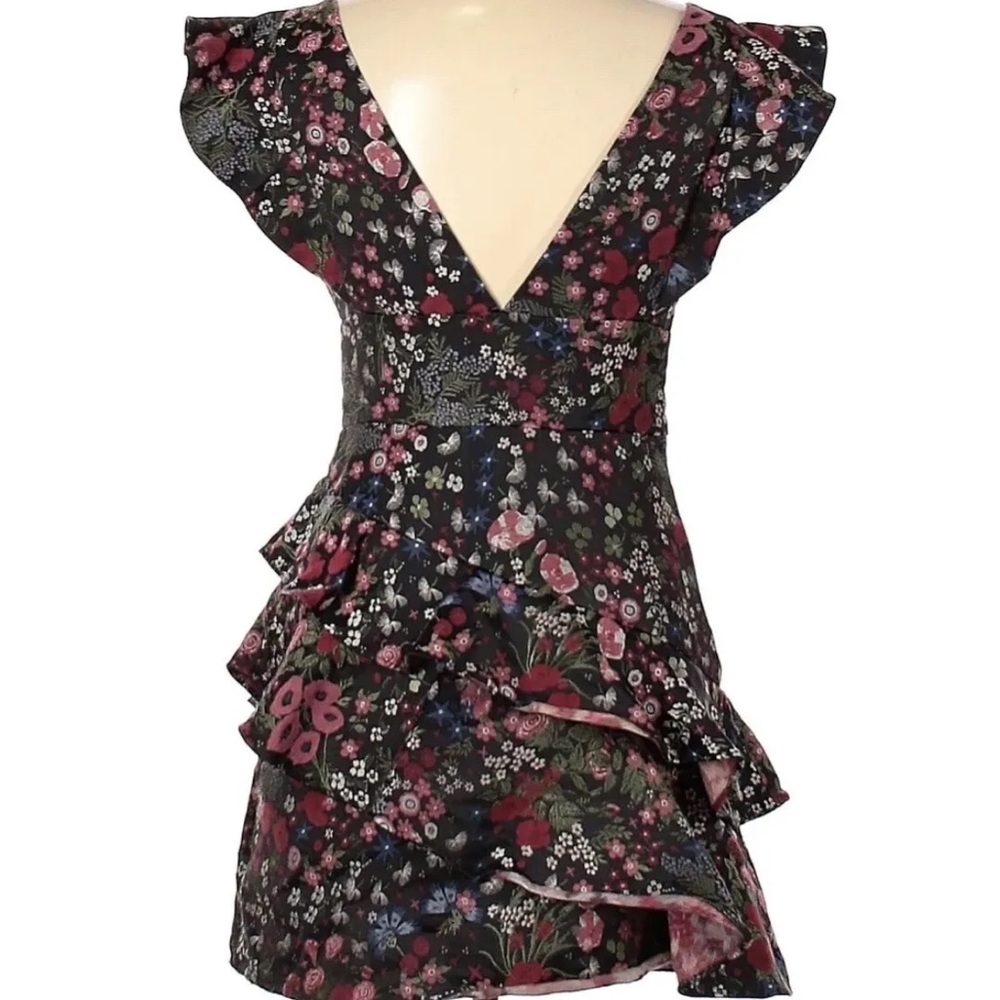 Monique Lhuillier ruffle trim mini dress